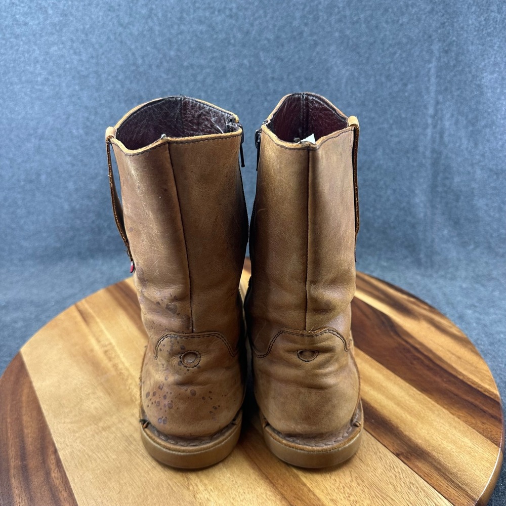 Oliberte Womens Sz 38 US 8 Tan Brown Leather Mid Calf Boots Side Zip Flat - Picture 8 of 13